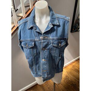 The Vintage Twin NYC Denim Jean Vest Hardwear Upcycled VTG Size Large